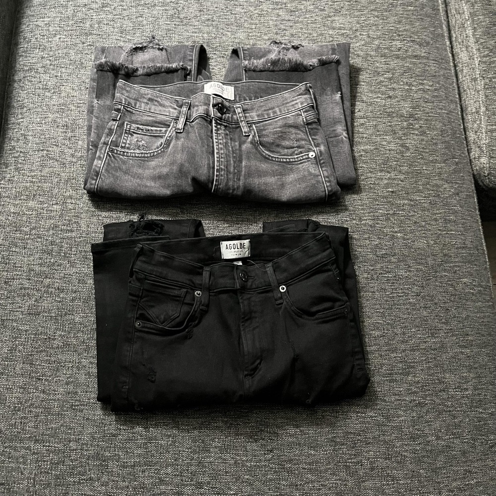 AGOLDE Jeans Lot Womens 25 27 Black Gray Distressed Skinny A003B-2022 A057B-786